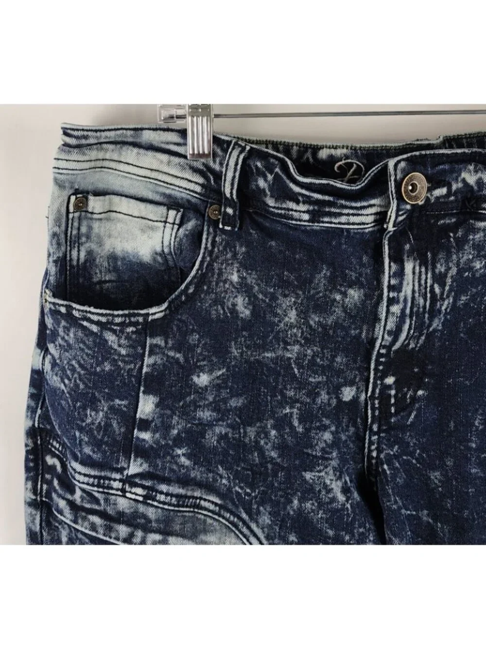 Dstrkt Jeans Mens 38x33 Blue Bleached Moto Biker Denim